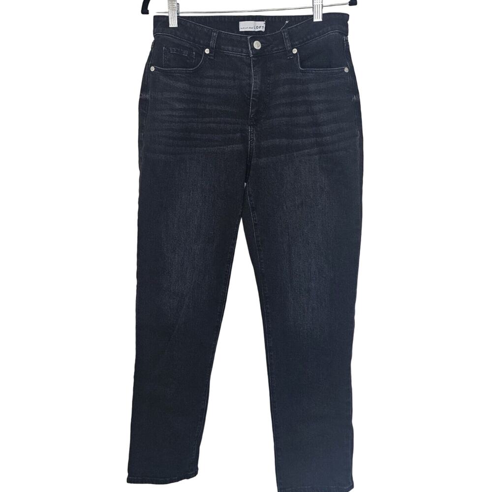 LOFT Jeans Black Women's‎ 6/28 Straight Leg Washed Denim Casual Mid Rise Cotton